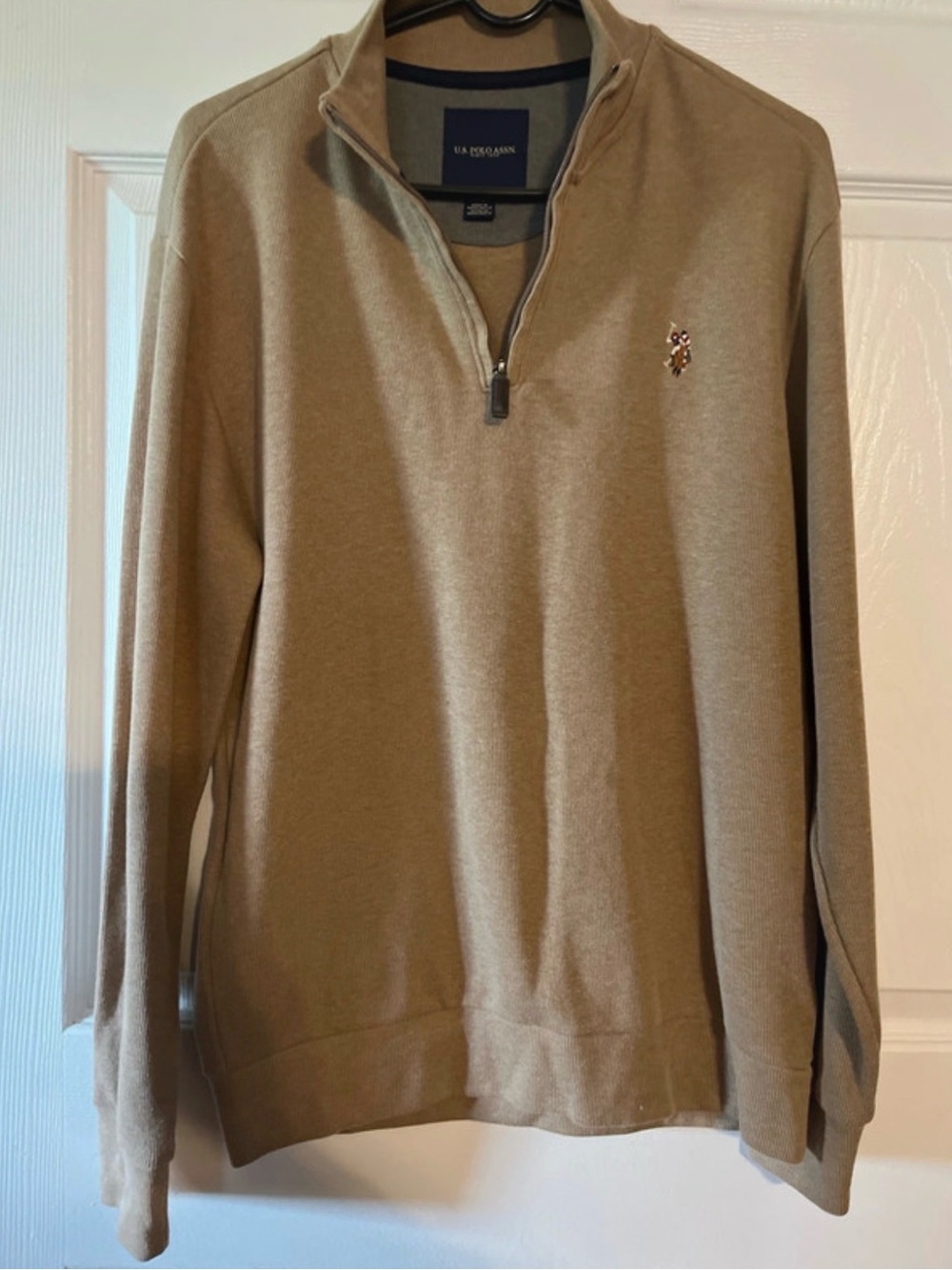 U.S. Polo Assn. Men's Tan Half-Zip Pullover Sweater - Picture 1 of 8